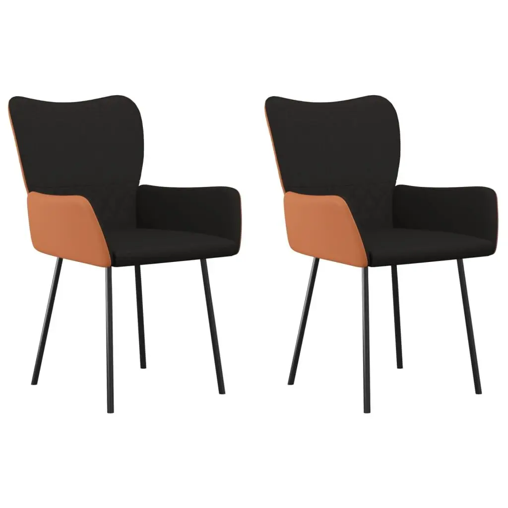 2 Piece Black Fabric and Faux Leather Dining Chairs Modern Homes