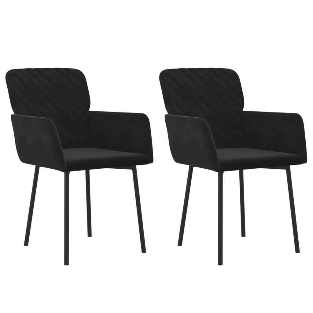 2 Piece Black Velvet Dining Chairs Kitchen or Dining Room