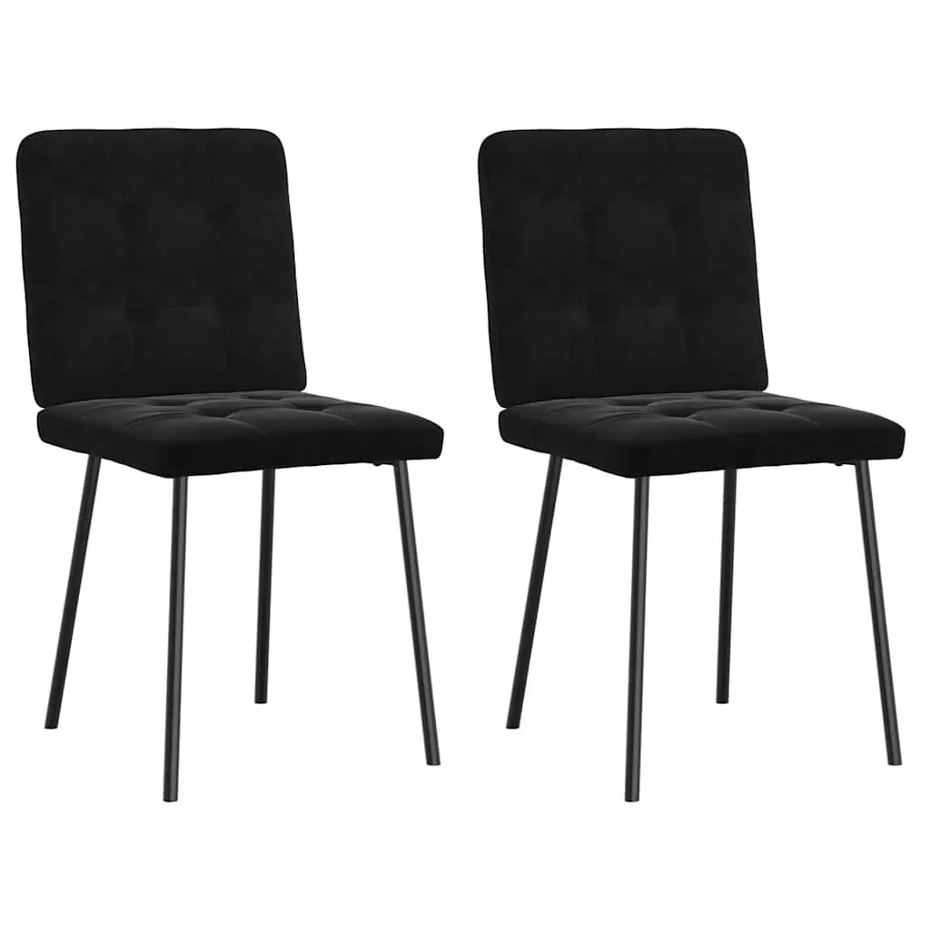 2 Piece Black Velvet Dining Chairs Modern Comfortable Seating