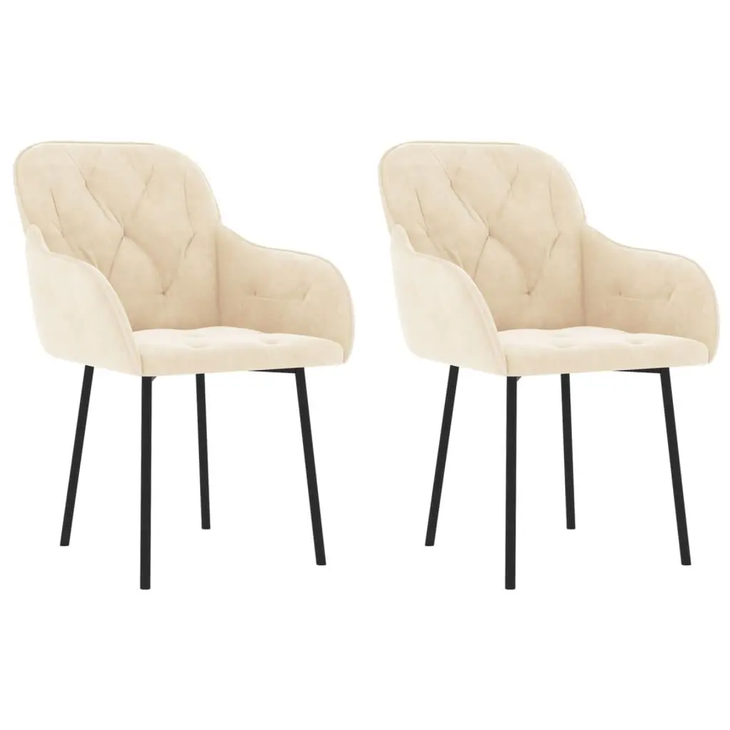 2 Piece Cream Velvet Dining Chairs Elegant Home Decor