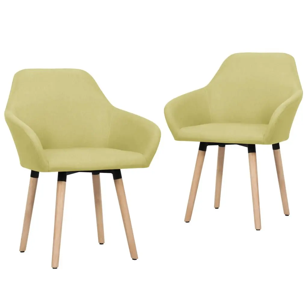 2 Piece Green Fabric Dining Chairs Modern Kitchen Seating Upholstered Side Chairs