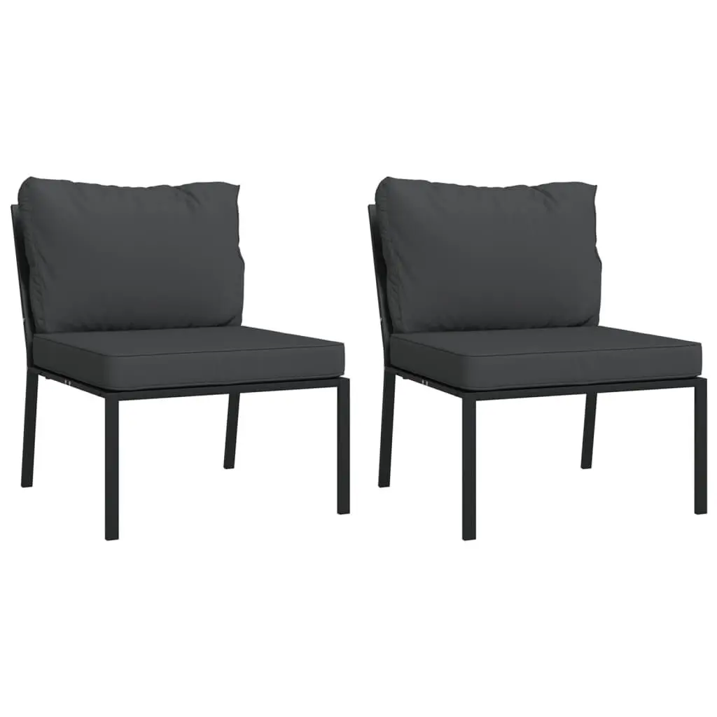 2 Piece Patio Chairs Gray Cushions 23.6x29.1x31.1 Inches Steel Frame