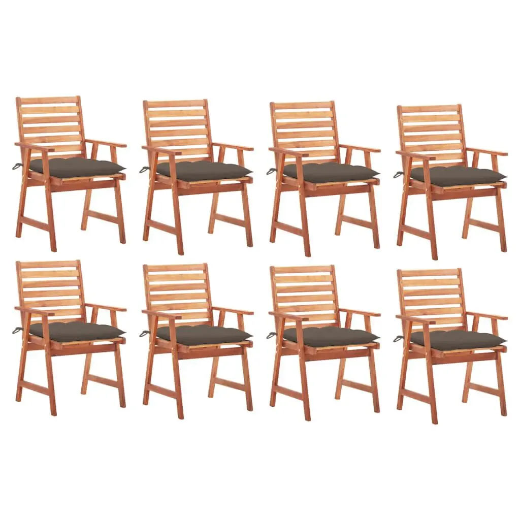 8 Piece Patio Dining Chairs Cushions Solid Acacia Wood Outdoor Furniture Set