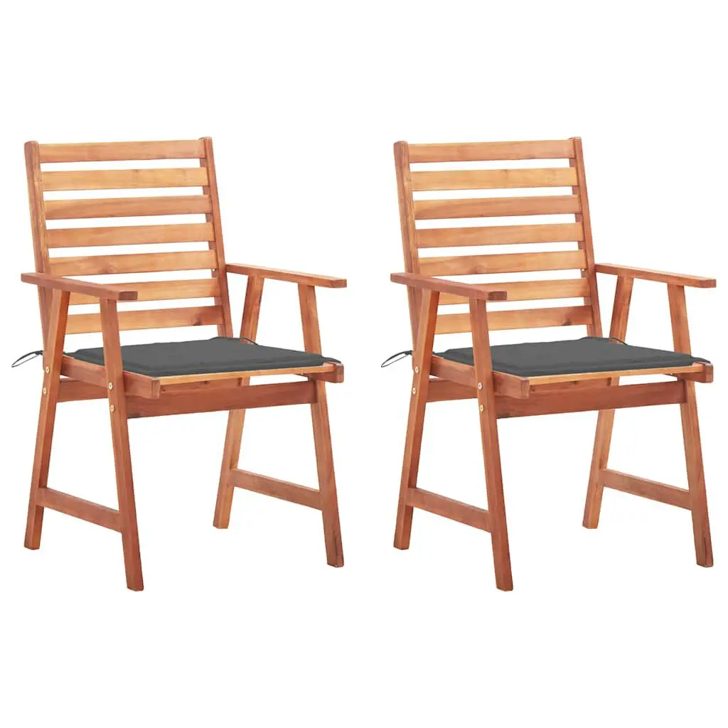 2 Piece Patio Dining Chairs Cushions Solid Acacia Wood Outdoor Set