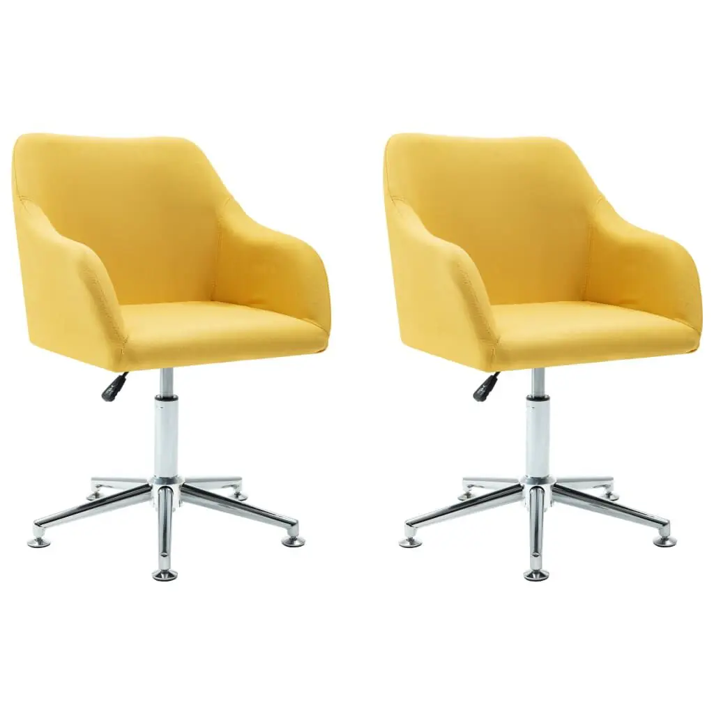 2 Piece Yellow Fabric Swivel Dining Chairs Modern Kitchens