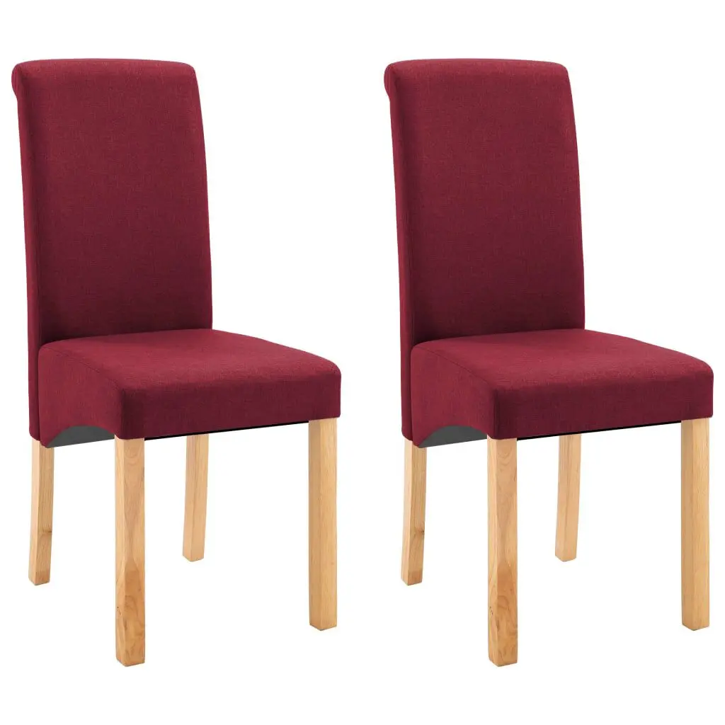 2 Red Fabric Dining Chairs Modern Kitchen Seating