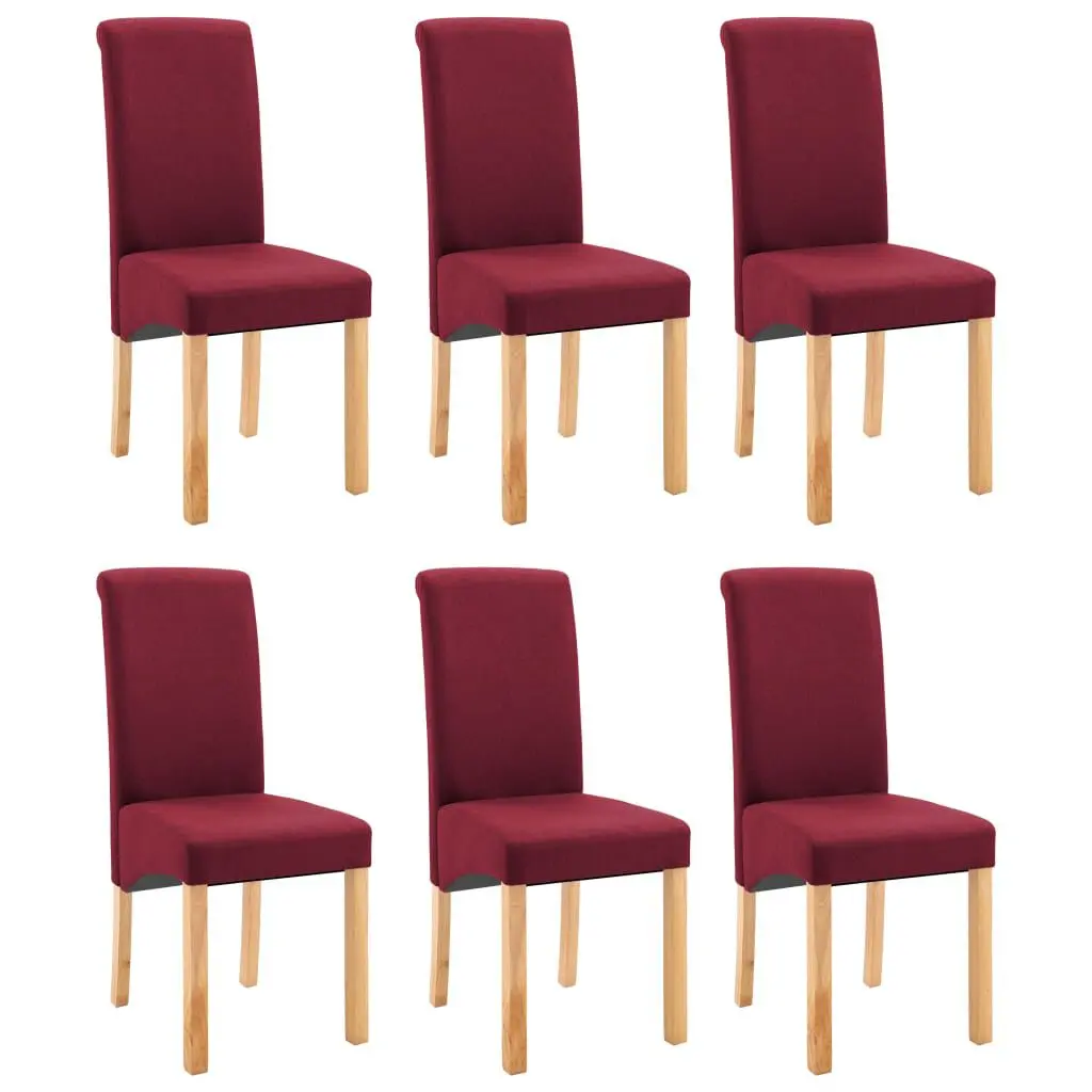 6 Red Fabric Dining Chairs Modern Kitchen Seating Set