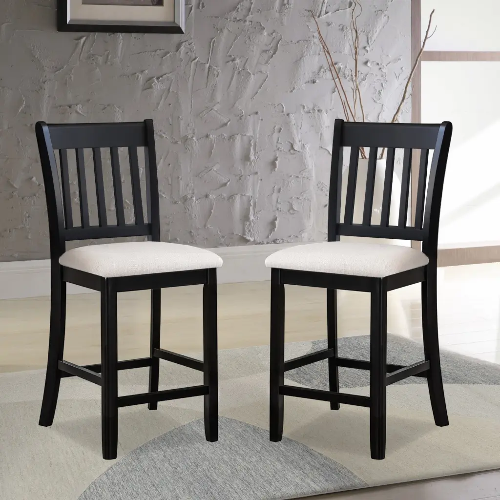 Casual Seating Black Finish Chairs Set 2 Elastomerwood Transitional Style rnb