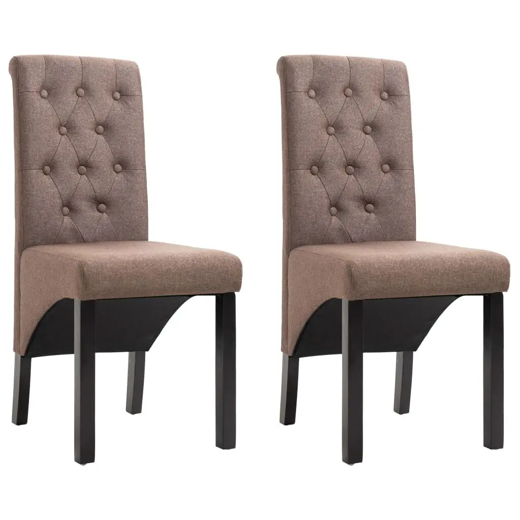 Set 2 Brown Fabric Dining Chairs Kitchen or Dining Room