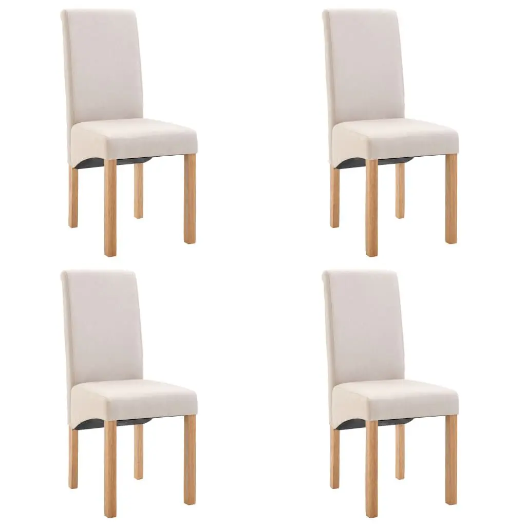 Set 4 Cream Fabric Dining Chairs Modern Kitchen Chairs Comfortable Seating