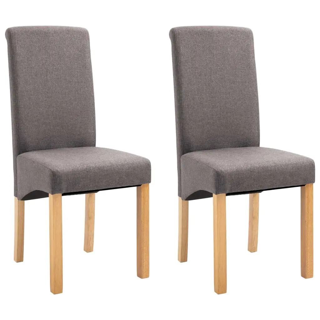 Set 2 Taupe Fabric Dining Chairs Modern Kitchen Seating