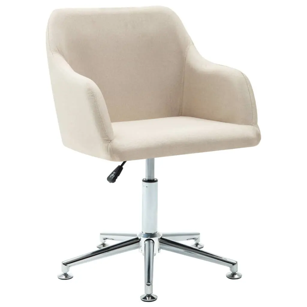 Swivel Dining Chair Cream Fabric 360 Degree Rotation Modern