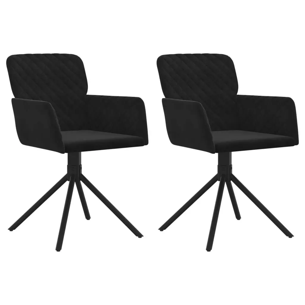 Swivel Dining Chairs 2 pcs Black Velvet Modern Kitchen Seating