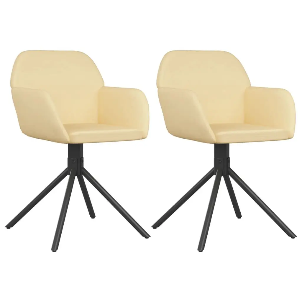 Swivel Dining Chairs 2 pcs Cream Velvet Modern Kitchen Seating