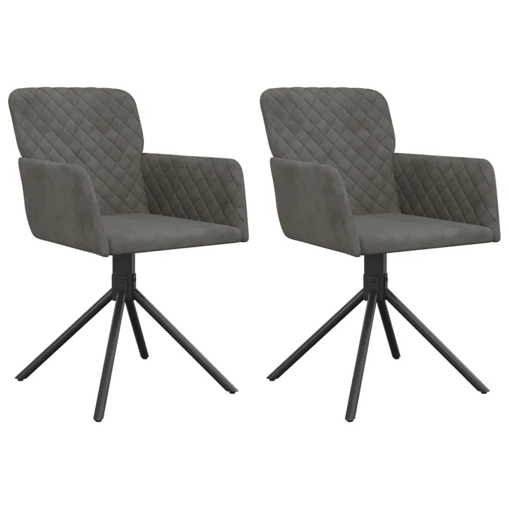 Swivel Dining Chairs 2 pcs Dark Gray Velvet Modern Kitchen Chairs