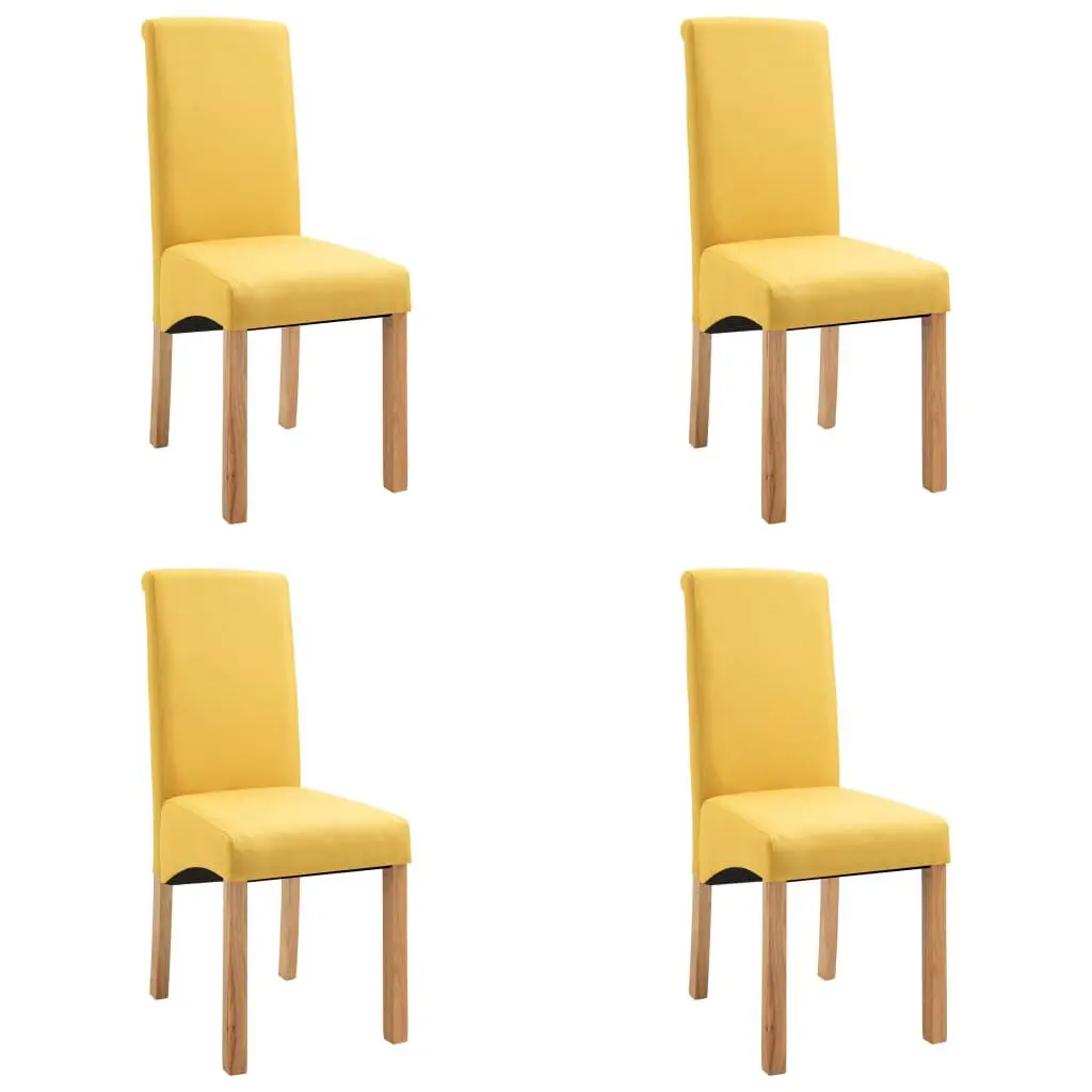 Yellow Fabric Dining Chairs Set 4 Comfortable Modern Kitchen Seating