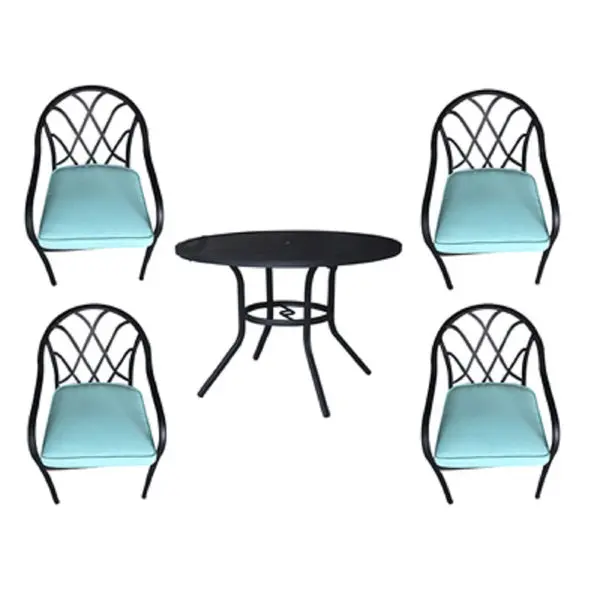 Four Seasons Courtyard IP-20S049B Steel Dining Set 5 Piece Outdoor Patio Furniture