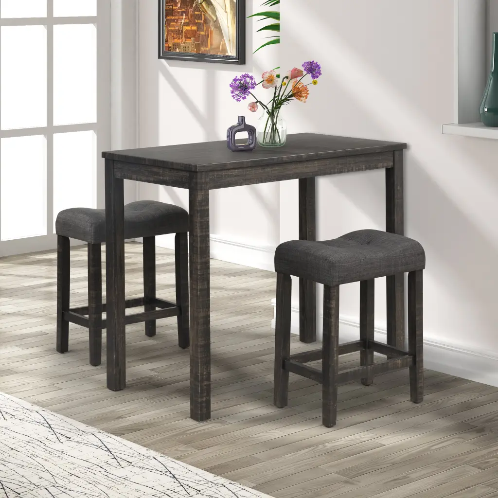 Sora Timber 3 Piece Counter Height Dining Set Gray MDF hz