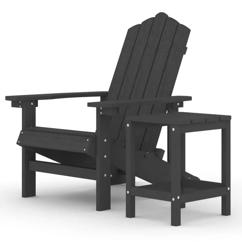 Patio Adirondack Chair Table Anthracite HDPE Outdoor Dining Set