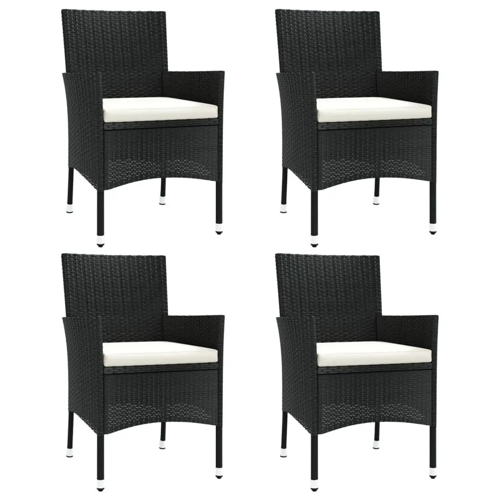 Patio Chairs Cushions 4 Pack Black Poly Rattan Outdoor Dining Set