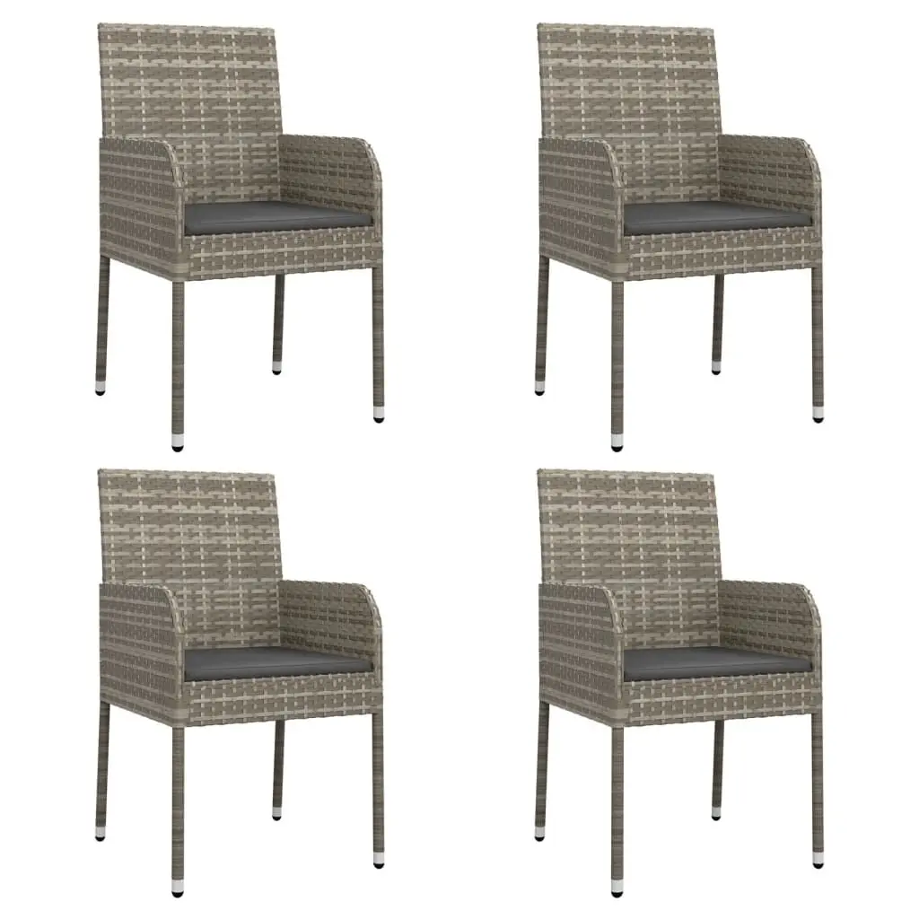Patio Chairs Cushions 4 Pack Gray Poly Rattan Outdoor Dining Set