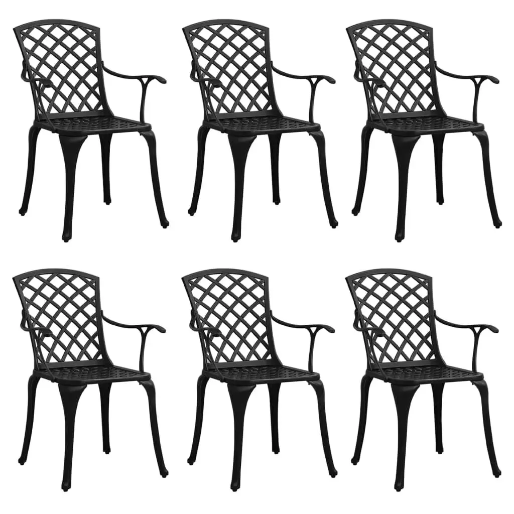 Patio Chairs 6 pcs Cast Aluminum Black Outdoor Dining Set