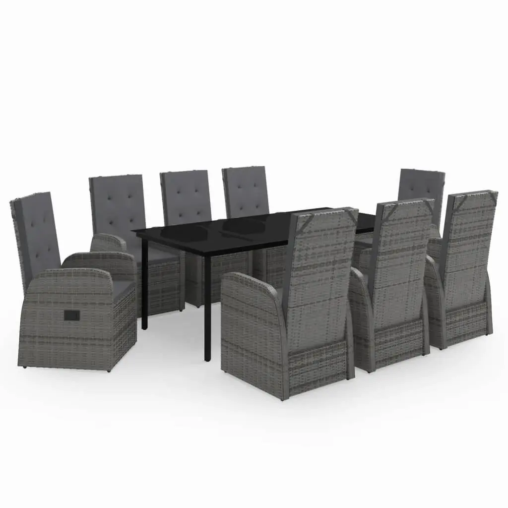 9 Piece Gray Patio Dining Set Cushions Spacious Outdoor Dining