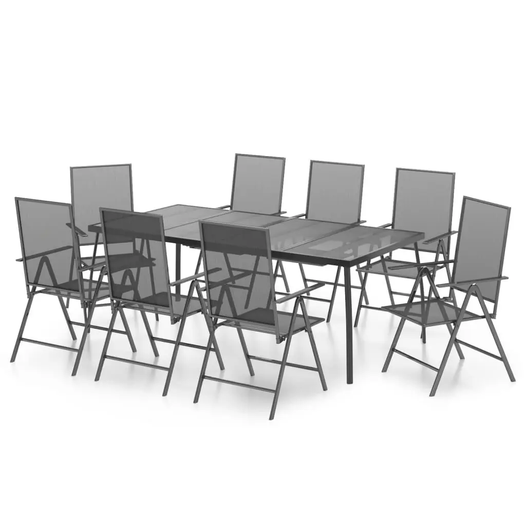 9 Piece Patio Dining Set Anthracite Steel Outdoor Table and Chairs