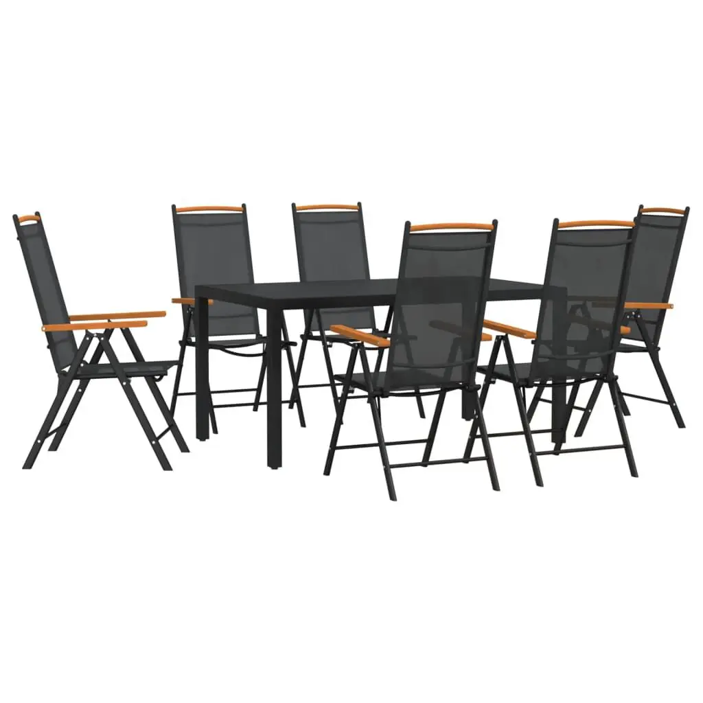 7 Piece Patio Dining Set Black Aluminum Outdoor Furniture