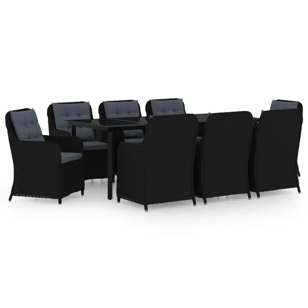 9 Piece Patio Dining Set Black Complete Outdoor Dining Solution