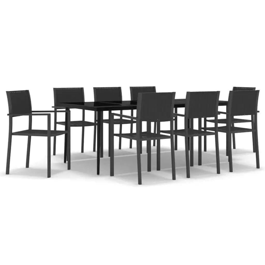 9 Piece Patio Dining Set Black Outdoor Furniture