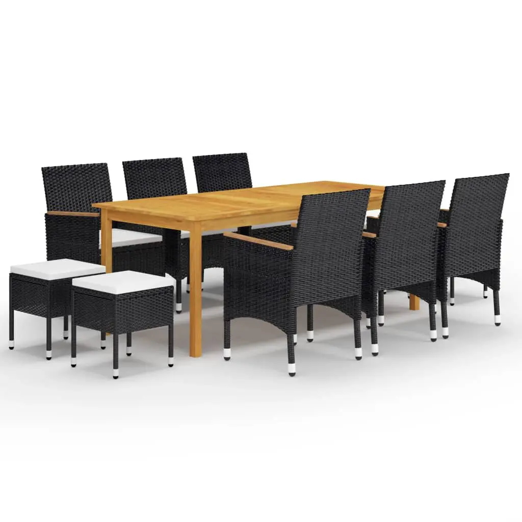 11 Piece Patio Dining Set Black Outdoor Furniture Table and Chairs