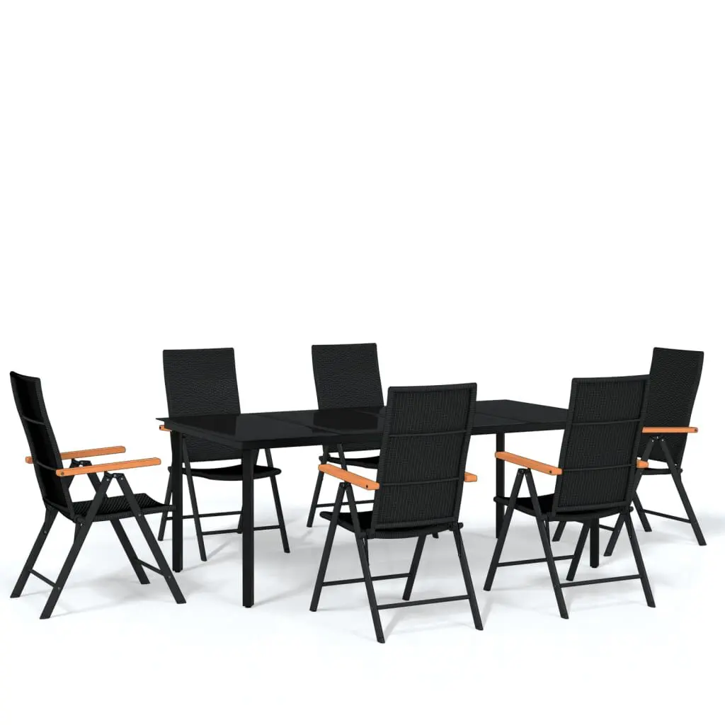 7 Piece Patio Dining Set Black Outdoor Furniture Large Garden