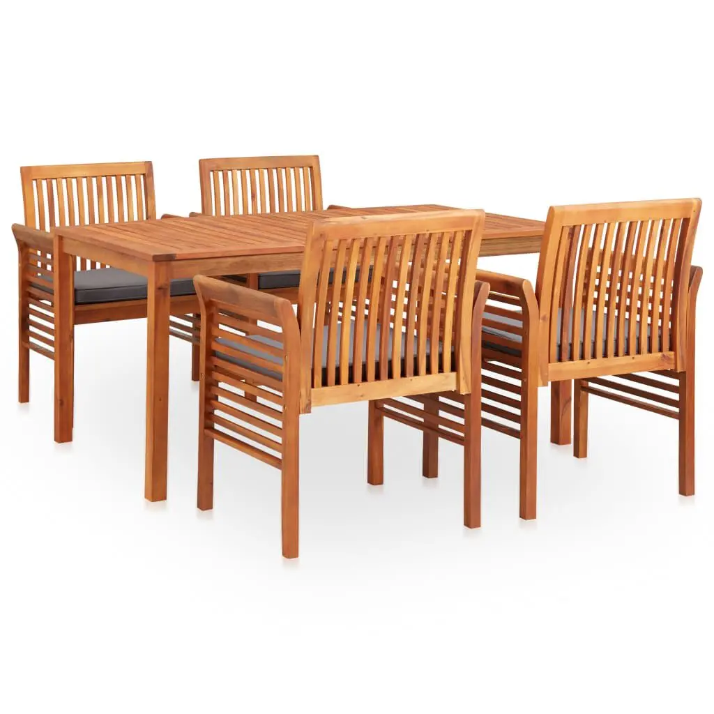 5 Piece Patio Dining Set Cushions Solid Acacia Wood Outdoor Furniture