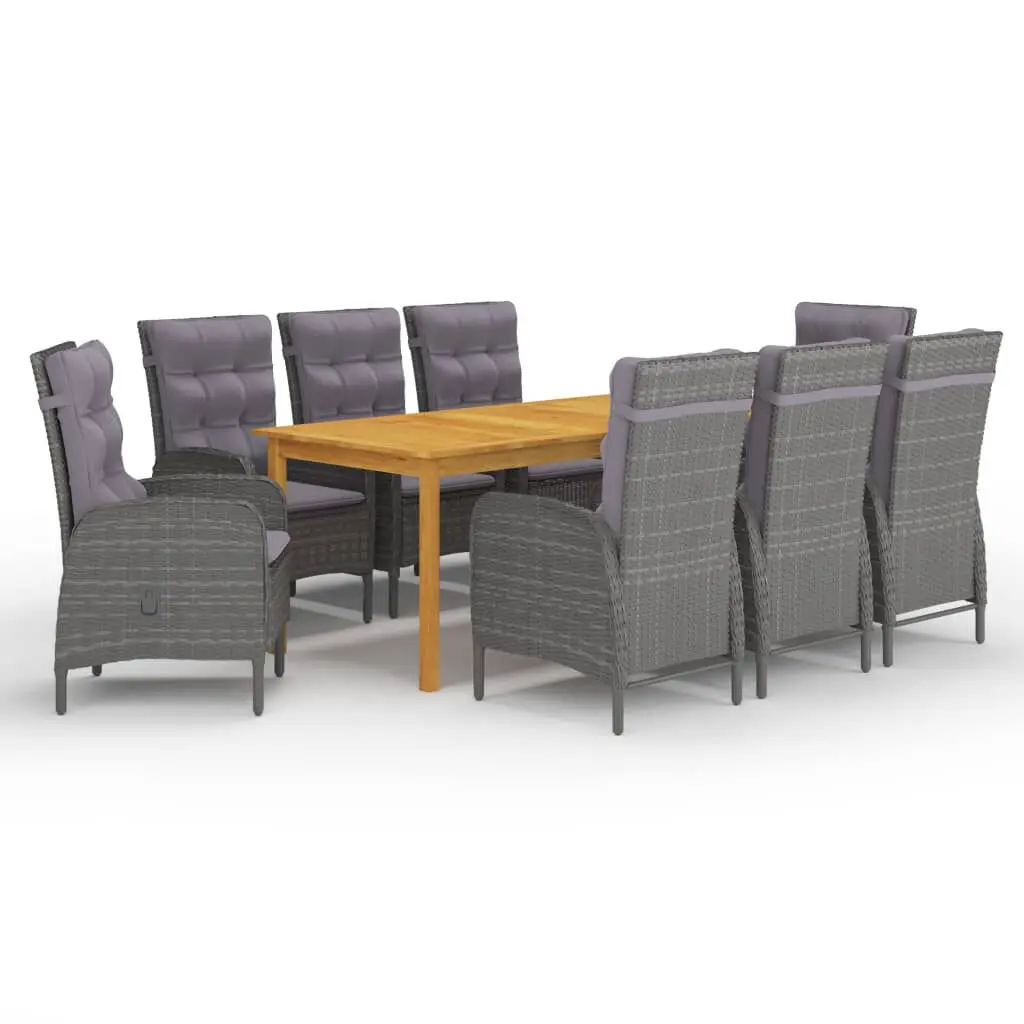 9 Piece Patio Dining Set Gray Complete Outdoor Table and Chairs
