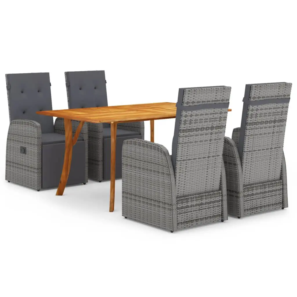 5 Piece Patio Dining Set Gray Outdoor Furniture