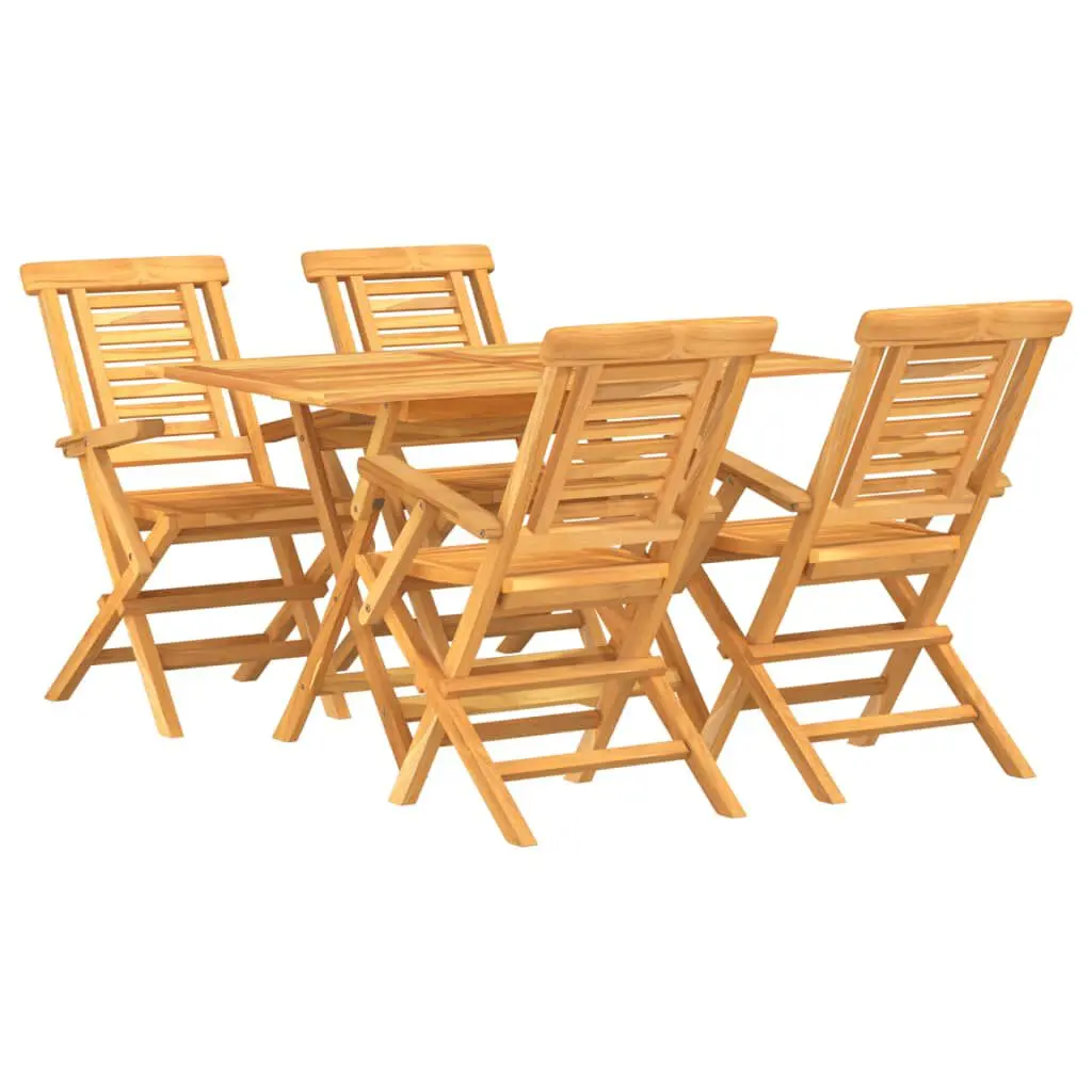 5 Piece Patio Dining Set Solid Wood Teak Outdoor Furniture