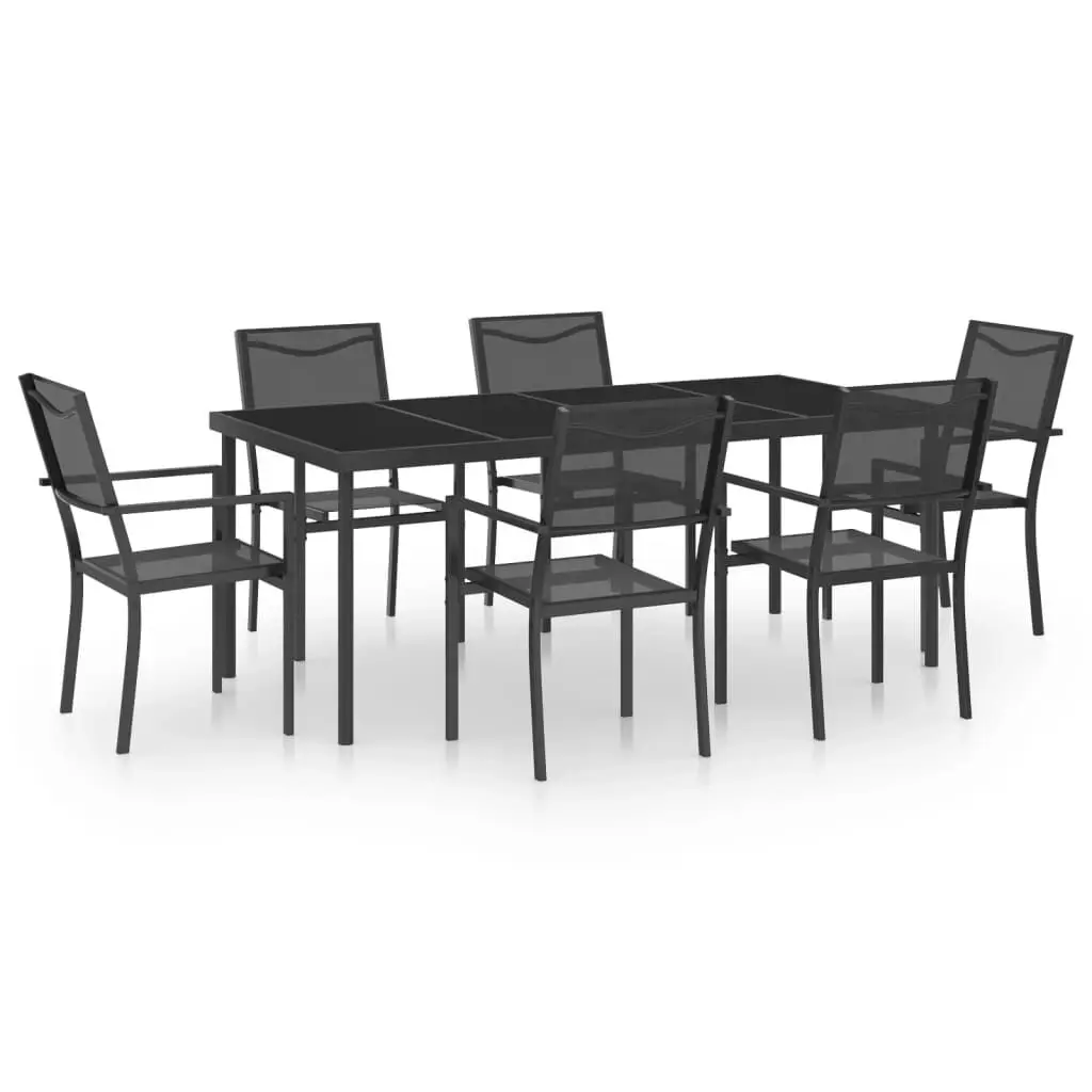 7 Piece Patio Dining Set Steel Outdoor Furniture