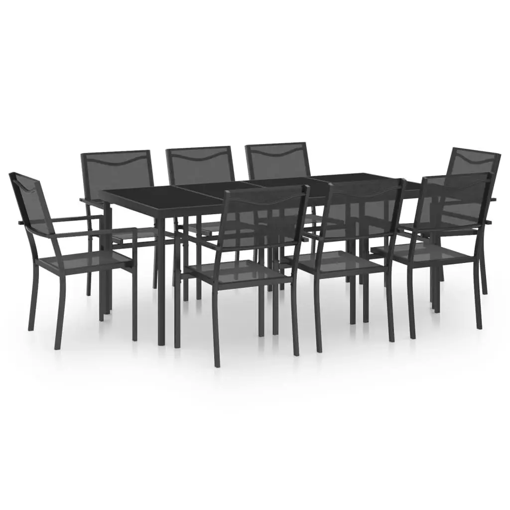 9 Piece Patio Dining Set Steel Outdoor Furniture Garden
