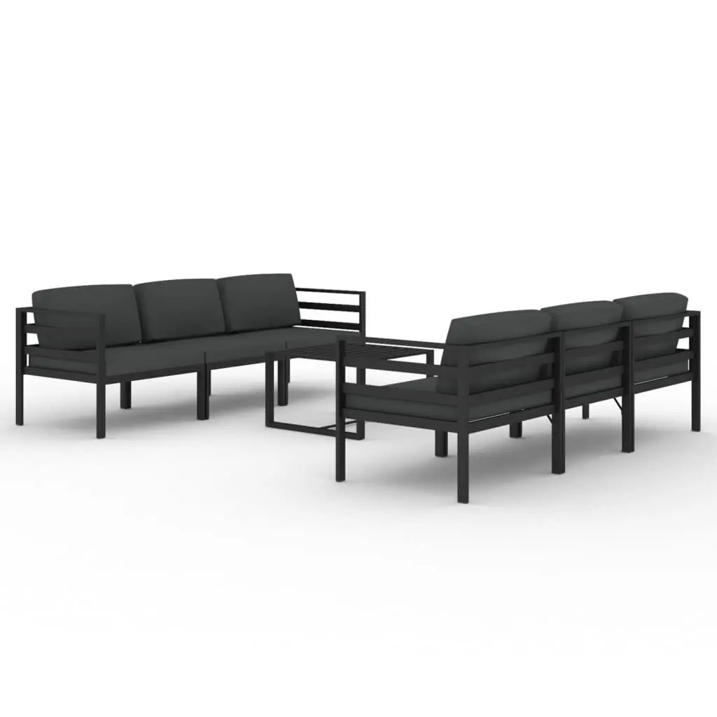 7 Piece Patio Lounge Set Cushions Aluminum Anthracite Outdoor Dining Set