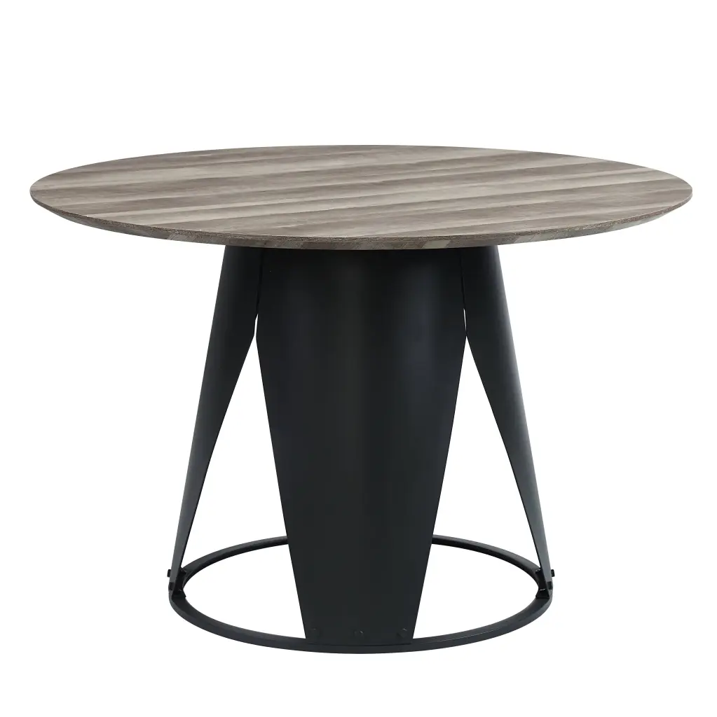 Zudora Round Dining Table Antique Oak & Black Finish acme onsite store