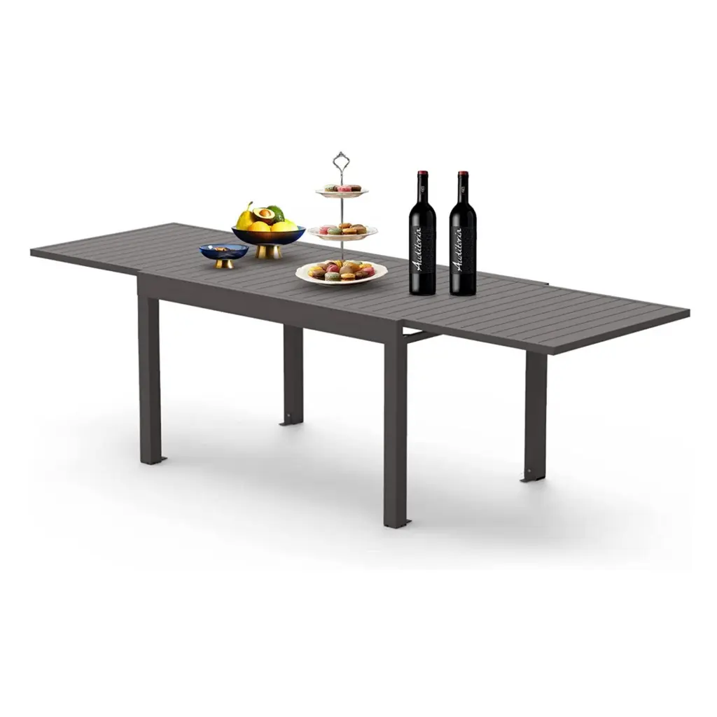 Large Extendable Patio Dining Table Aluminum Metal Indoor Outdoor 53 Inch crefise patio life