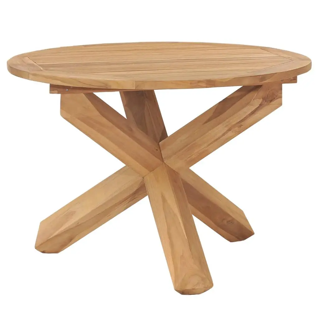 Patio Dining Table 43.3 Inch Round Solid Teak Wood Outdoor Furniture