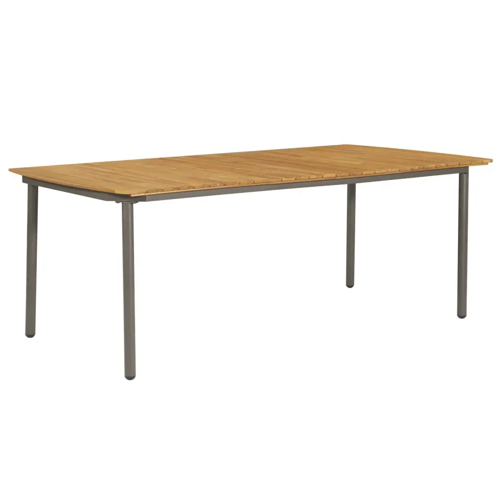 Patio Table 78.7x39.4x28.3 Inches Solid Acacia Wood and Steel Outdoor Dining Table