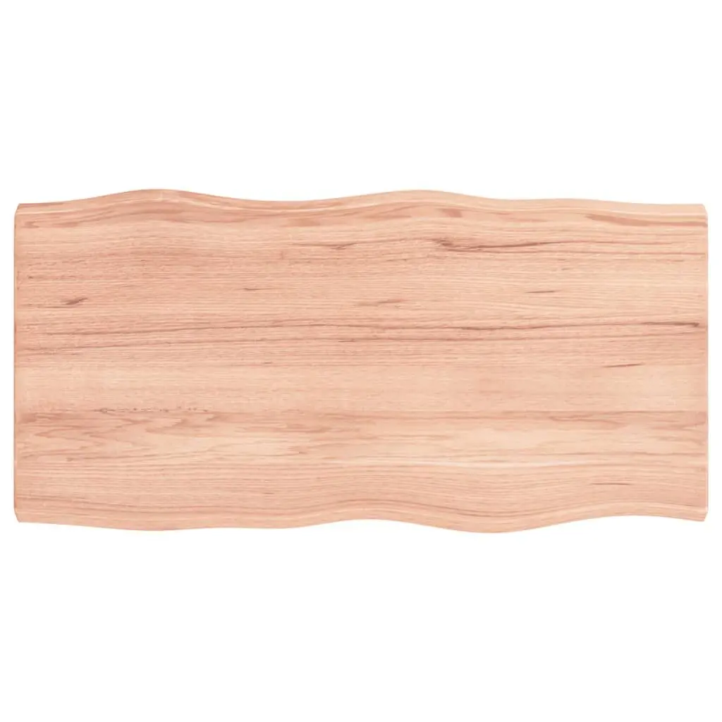 Table Top Light Brown 31.5x15.7 Inches Treated Solid Wood Live Edge Dining Table