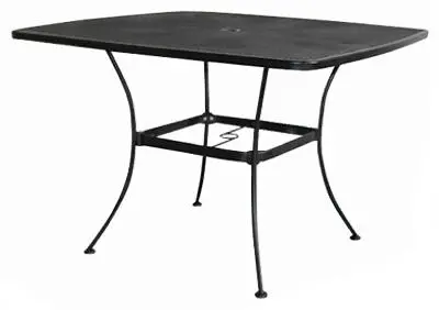 Woodard Uptown Collection 42 Inch Steel Mesh Dining Table Textured Black Outdoor Furniture
