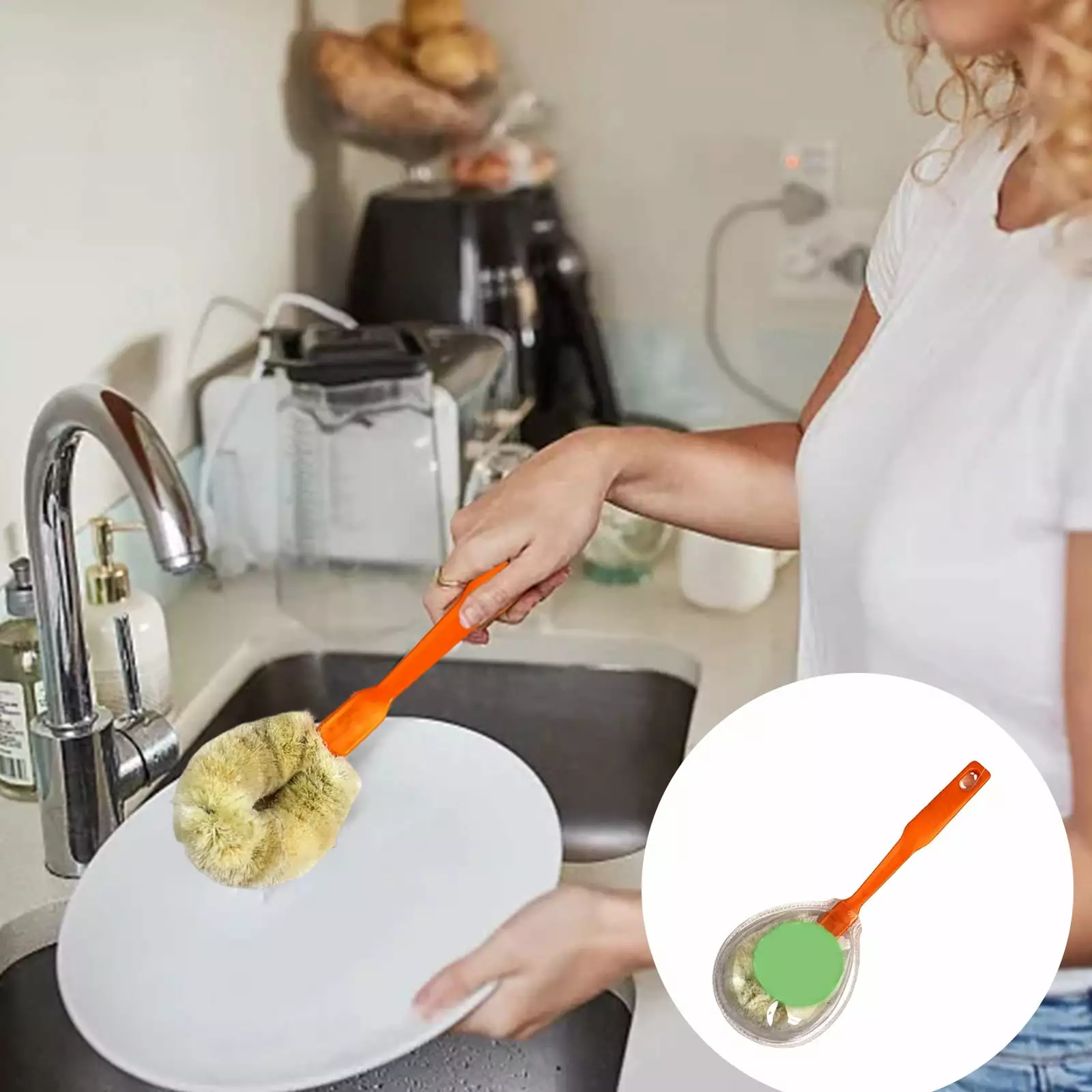 Skoglary Non Stick Oil Pan Bowl Brush - Reinforced Fiber Dishwashing Brush Kitchen