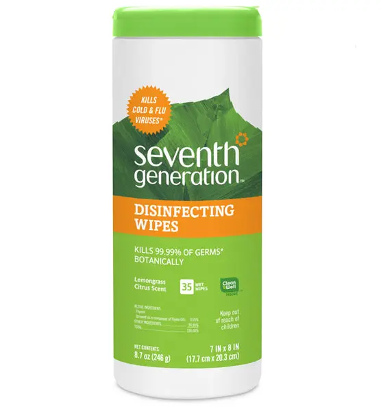 Seventh Generation 67232025 Disinfecting Wipes Lemongrass Scent 35 Count