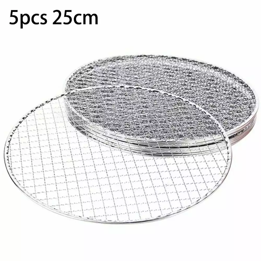 5Pcs Round Disposable Wire Net Grill Racks Iron Roast Grate BBQ