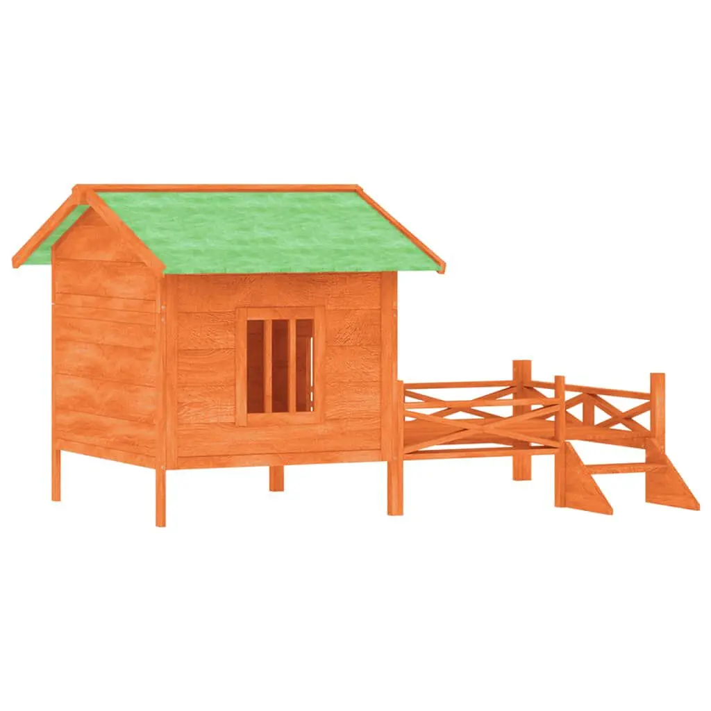 Dog Kennel Brown 62.6x47.2x34.8 Solid Wood Pine Outdoor Pet House
